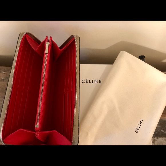 Celine - Large Zipped Wallet - Tan Grained Leather - Picture 4 of 6